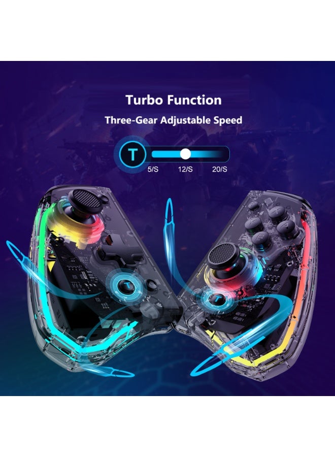 LinYuvo وحدة تحكم الألعاب بلوتوث Classic Joycon LinYuvo KS40 لجهاز Switch وSwitch Lite وSwitch OLED مع إضاءة RGB وعصا معدنية وجيروسكوب بستة محاور ووظيفة انفجار توربو وضبط اهتزاز مزدوج ووظيفة قابلة للبرمجة ووظيفة الاستيقاظ بزر واحد - Image 5